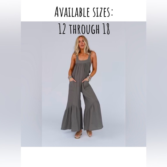 NEW-Sienna Wide Leg Ruffle Jumpsuit (Plus Size) - Picture 1 of 5